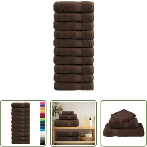 Asciugamani da bagno -  Asciugamani da doccia premium SOLUND 10 pezzi Marrone 70x140 cm 600 g/m²