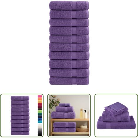 Asciugamani da bagno -  Asciugamani da Doccia SOLUND 10 pz Viola 70x140cm 600 g/m²