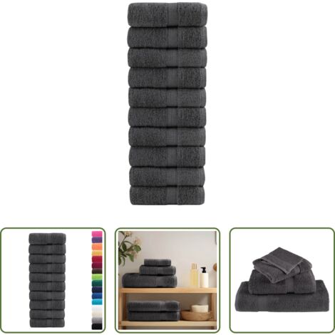 Asciugamani da bagno -  Asciugamani per ospiti Premium SOLUND 10 pz Antracite 30x50 cm 600 g/m²