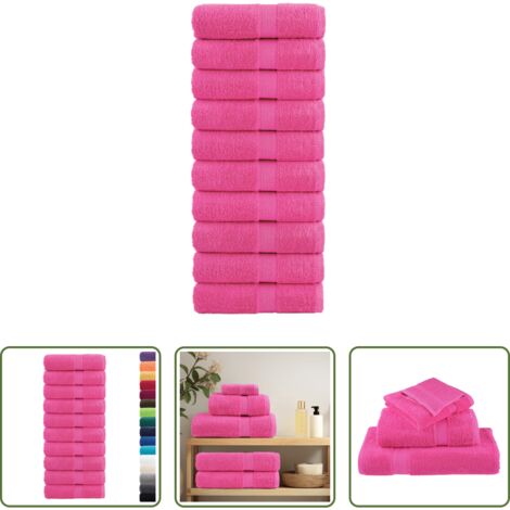 Asciugamani da bagno -  Asciugamani per Ospiti SOLUND 10 pz Rosa 30x50 cm 600 g/m²