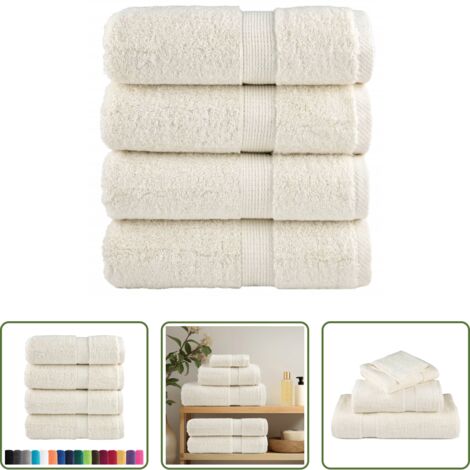 Asciugamani da bagno -  Asciugamani per Ospiti SOLUND 4 pz Crema 30x50 cm 600 g/m²