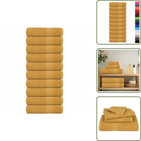 Asciugamani da bagno assorbenti - vidaXL Asciugamani da bagno FROGN 10 pz Oro 100x150 cm 360 g/m² -