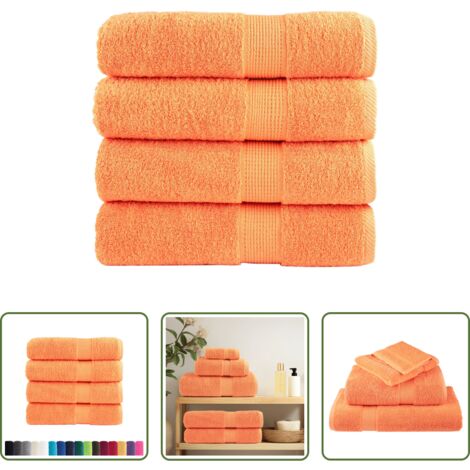 Asciugamani da bagno in cotone -  Asciugamani da bagno Premium SOLUND 4 pz Arancione 100x150 cm 600 g/m²