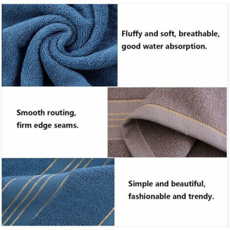 asciugamani da bagno in cotone, grandi, morbidi, lussuosi e altamente assorbenti, ideali per sauna, doccia, piscina, bagno, hotel e viaggi (70x140 cm, blu+grigio+beige)