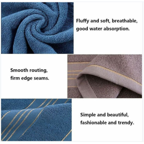 asciugamani da bagno in cotone, grandi, morbidi, lussuosi e altamente assorbenti, ideali per sauna, doccia, piscina, bagno, hotel e viaggi (70x140 cm, blu+grigio+beige)