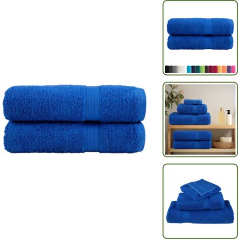 Asciugamani da bagno in cotone - vidaXL Asciugamani da doccia premium SOLUND 2 pezzi blu 70x140 cm 600 g/m² - Asciugamani da doccia in cotone