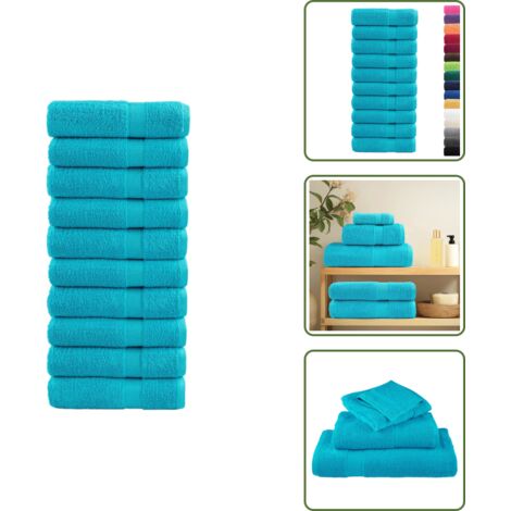 Asciugamani da bagno in cotone - vidaXL Asciugamani Doccia SOLUND 10 pz Turchesi 70x140cm 600 g/m² - Asciugamani per doccia