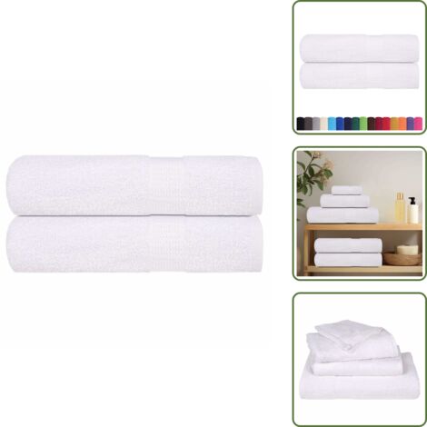 Asciugamani da bagno lavabili - vidaXL Asciugamani da bagno FROGN 2 pz Bianco 100x150 cm 360 g/m² - Asciugamani da bagno per uso domestico