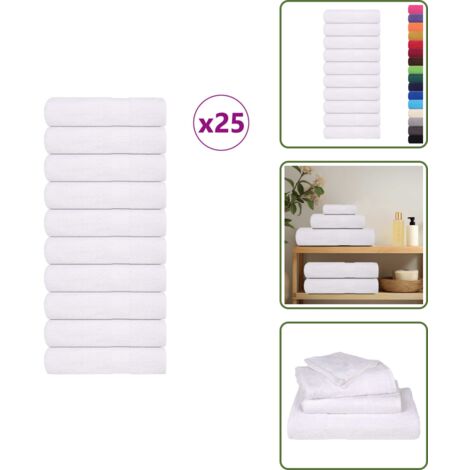 Asciugamani da bagno lavabili - vidaXL Asciugamani da bagno FROGN 25 pz Bianco 100x150 cm 360 g/m² - Asciugamani da bagno per uso domestico
