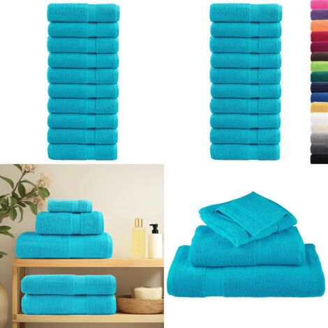 Asciugamani da bagno Premium SOLUND 10 pz Turchese 100x150 cm 600 g/m² - Asciugamani da bagno cotone - Asciugamani da bagno premium