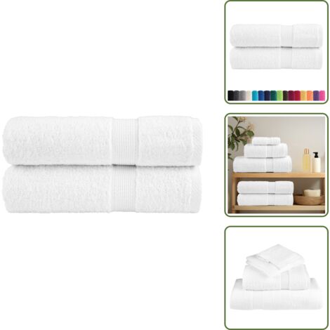 Asciugamani da bagno premium - vidaXL Asciugamani da bagno Premium SOLUND 2 pz Bianco 100x150 cm 600 g/m² - Asciugamani da bagno lavabili