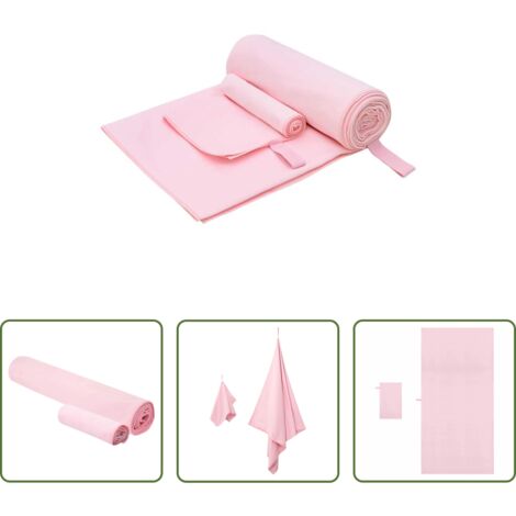 Asciugamani da bagno -  Set di Asciugamani Sportivi 2 pcs Rosa Tessuto