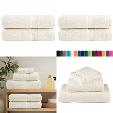 Asciugamani da Bagno SOLUND 2 pz Crema 50x100 cm 600 g/m² - Cotone - Asciugamani da bagno crema