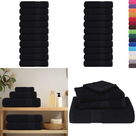 Asciugamani da doccia FROGN 10 pz Nero 70x140 cm 360 g/m² - Asciugamani da bagno - Cotone