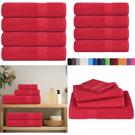 Asciugamani da doccia FROGN 4 pezzi Rosso 70x140 cm 360 g/m² - Cotone - Asciugamani da bagno