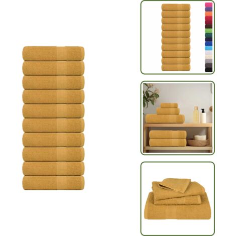 Asciugamani da doccia per uso domestico - vidaXL Asciugamani da doccia FROGN 10 pz Oro 70x140 cm 360 g/m² - Asciugamani da doccia per uso commerciale
