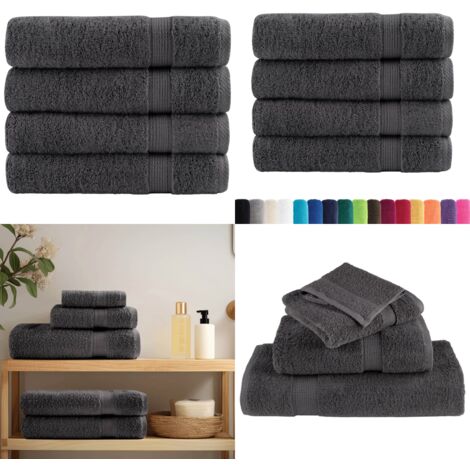 Asciugamani da doccia premium SOLUND 4 pezzi Antracite 70x140 cm 600 g/m² - Asciugamani da bagno - Cotone