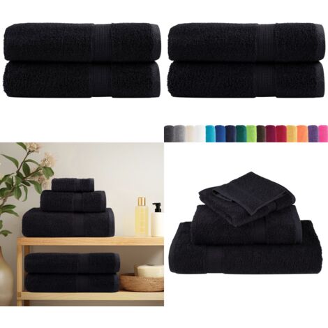 Asciugamani da Doccia SOLUND 2 pz Neri 70x140 cm 600g/m² - Asciugamani da bagno - Cotone