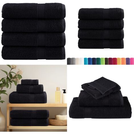 Asciugamani da Doccia SOLUND 4 pz Neri 70x140 cm 600 g/m² - Asciugamani da bagno - Cotone