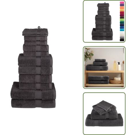 Asciugamani da doccia - vidaXL Set ASciugamani SOLUND 12 pz Antracite 600 gsm - Asciugamani per uso domestico
