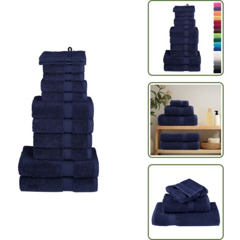 Asciugamani da doccia - vidaXL Set ASciugamani SOLUND 12 pz Blu Navy 600 gsm - Asciugamani per uso domestico