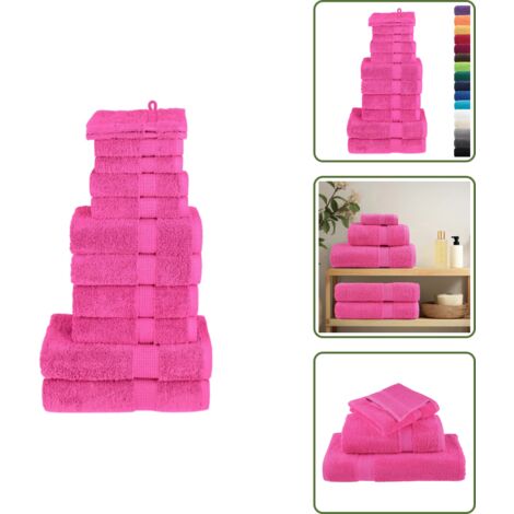 Asciugamani da doccia - vidaXL Set ASciugamani SOLUND 12 pz Rosa 600 gsm - Asciugamani ospiti