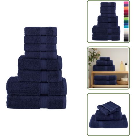 Asciugamani da doccia - vidaXL Set ASciugamani SOLUND 8 pz Blu Navy 600 gsm - Asciugamani per uso domestico
