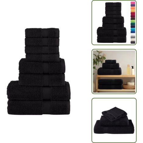 Asciugamani da doccia - vidaXL Set ASciugamani SOLUND 8 pz Neri 600 gsm - Asciugamani per uso domestico