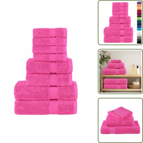 Asciugamani da ospite - vidaXL Set ASciugamani SOLUND 8 pz Rosa 600 gsm - Asciugamani da doccia