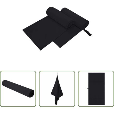 Asciugamani da palestra -  Asciugamani Sportivi 2 pcs Nero 200 x 100 cm