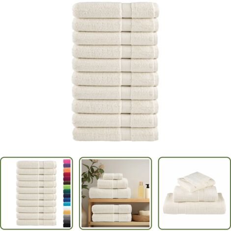 Asciugamani da sauna -  Asciugamani per Sauna SOLUND 10 pz Crema 80x200cm 600 g/m²