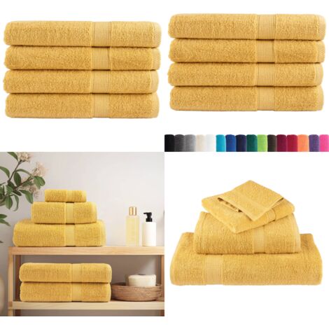 Asciugamani da sauna premium SOLUND 4 pezzi Oro 80x200 cm 600 g/m² - Asciugamani da sauna oro - Asciugamani da sauna cotone