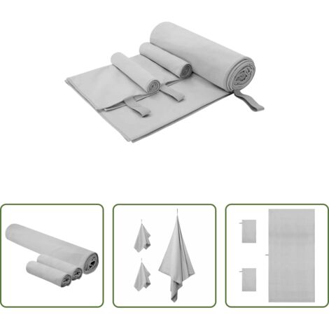 Asciugamani da spiaggia -  Set di Asciugamani Sportivi 3 pcs Grigio