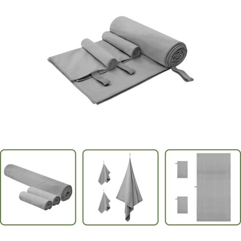 Asciugamani da spiaggia -  Set di Asciugamani Sportivi 3 pcs Grigio scuro