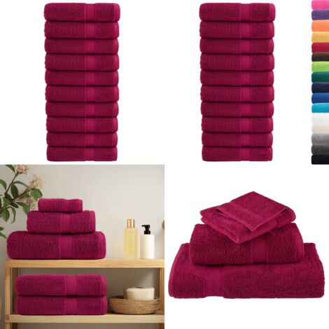 Asciugamani Doccia Premium SOLUND 10 pz Bordeaux 70x140 cm 600 g/m² - Asciugamani da bagno - Cotone