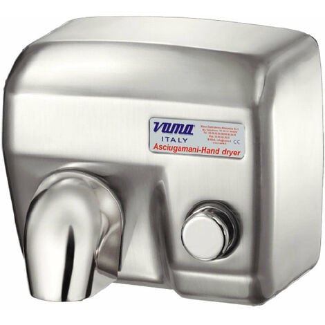 Asciugamani Elettrico Antivandalo con Pulsante 2400W Vama Ariel SP Acciaio Inox Satinato