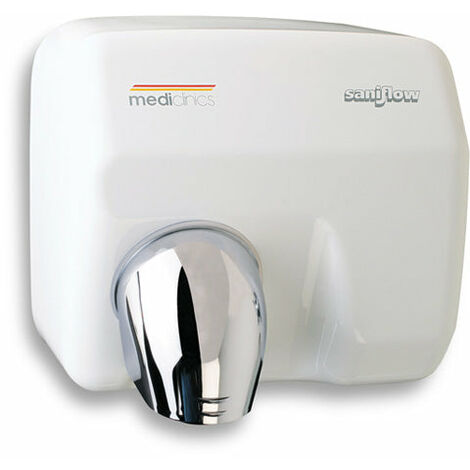 Asciugamani Elettrico Aria Calda Automatico in Acciaio Bianco Mediclinics Saniflow E05A