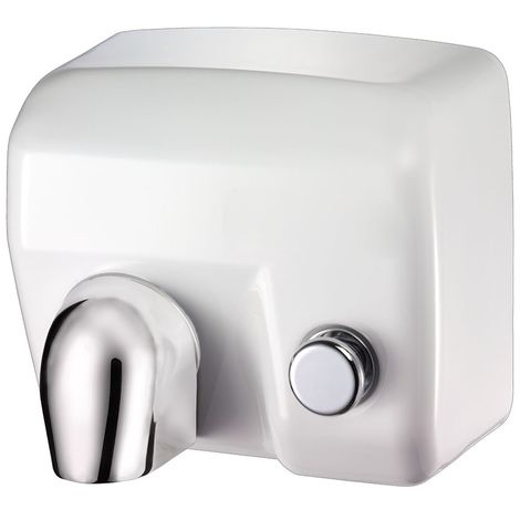 Asciugamani elettrico con pulsante 2400W in acciaio bianco