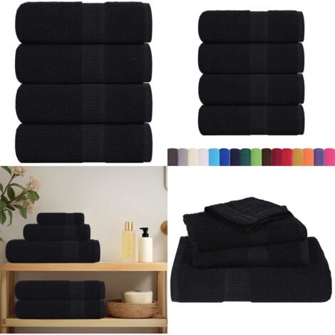 Asciugamani FROGN 4 pz Nero 30x30 cm 360 g/m² - Asciugamani per il viso - Asciugamani per le mani