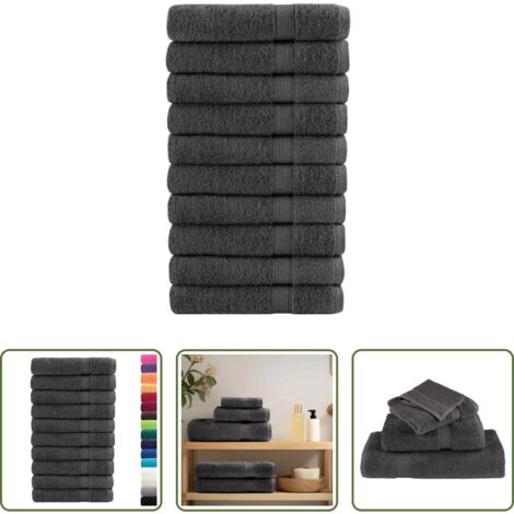 Asciugamani in cotone -  Asciugamani Premium SOLUND 10 pz Antracite 100x200 cm 600 g/m²