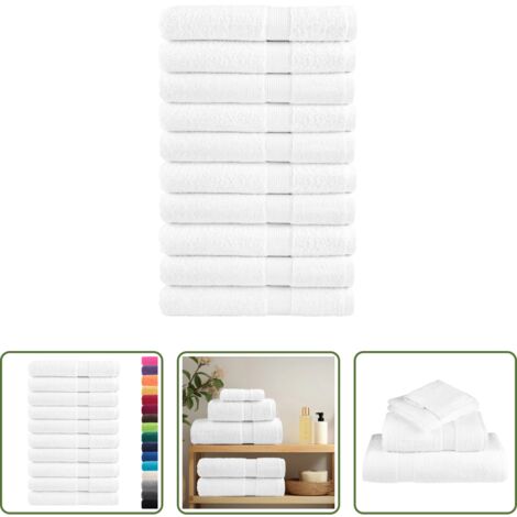 Asciugamani in cotone -  Asciugamani Premium SOLUND 10 pz Bianco 100x200 cm 600 g/m²