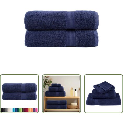 Asciugamani in cotone -  Asciugamani Premium SOLUND 2 pz Blu Navy 50x100 cm 600 g/m²