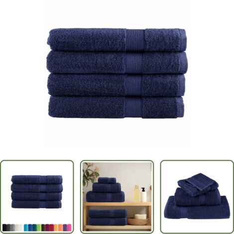 Asciugamani in cotone -  Asciugamani Premium SOLUND 4 pz Blu Navy 100x200 cm 600 g/m²