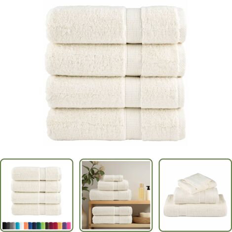 Asciugamani in cotone -  Asciugamani Premium SOLUND 4 pz Crema 50x100 cm 600 g/m²