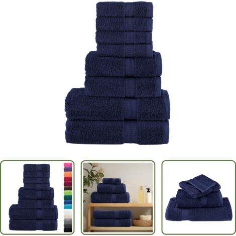 Asciugamani in cotone -  Set ASciugamani SOLUND 8 pz Blu Navy 600 gsm