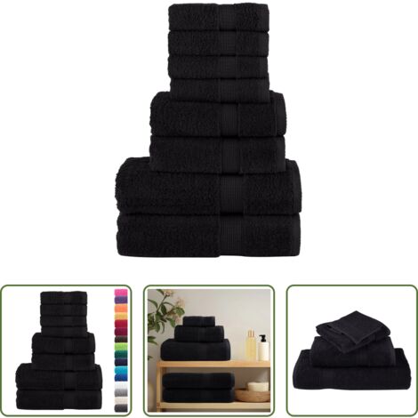 Asciugamani in cotone -  Set ASciugamani SOLUND 8 pz Neri 600 gsm