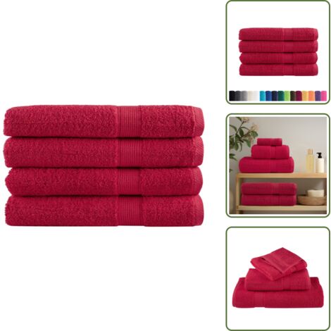 Asciugamani in cotone - vidaXL Asciugamani Premium SOLUND 4 pz Rossi 100x200 cm 600 g/m² - Asciugamani premium