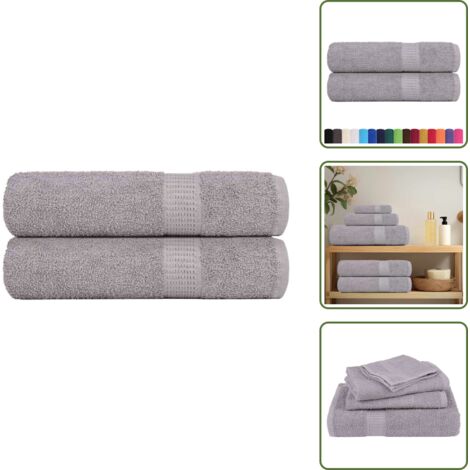 Asciugamani lavabili - vidaXL Asciugamani da bagno FROGN 2 pz Grigio 100x150 cm 360 g/m² - Asciugamani per uso domestico