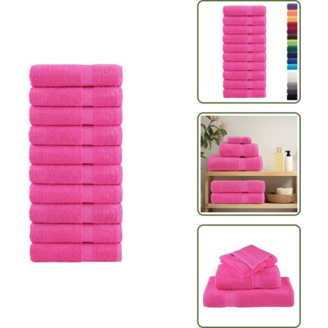 Asciugamani lavabili - vidaXL Asciugamani da bagno Premium SOLUND 10 pz Rosa 100x150 cm 600 g/m² - Asciugamani premium