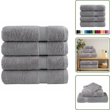 Asciugamani lavabili - vidaXL Asciugamani da bagno Premium SOLUND 4 pz Grigio 100x150 cm 600 g/m² - Asciugamani premium